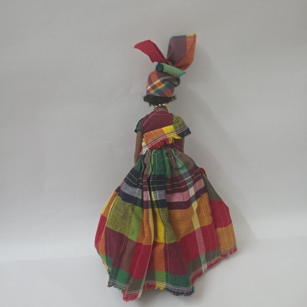 Rare Vintage Jamaican/ Caribbean Doll 11” Unique with Flowing Dress Hat Push Pin - Picture 4 of 4